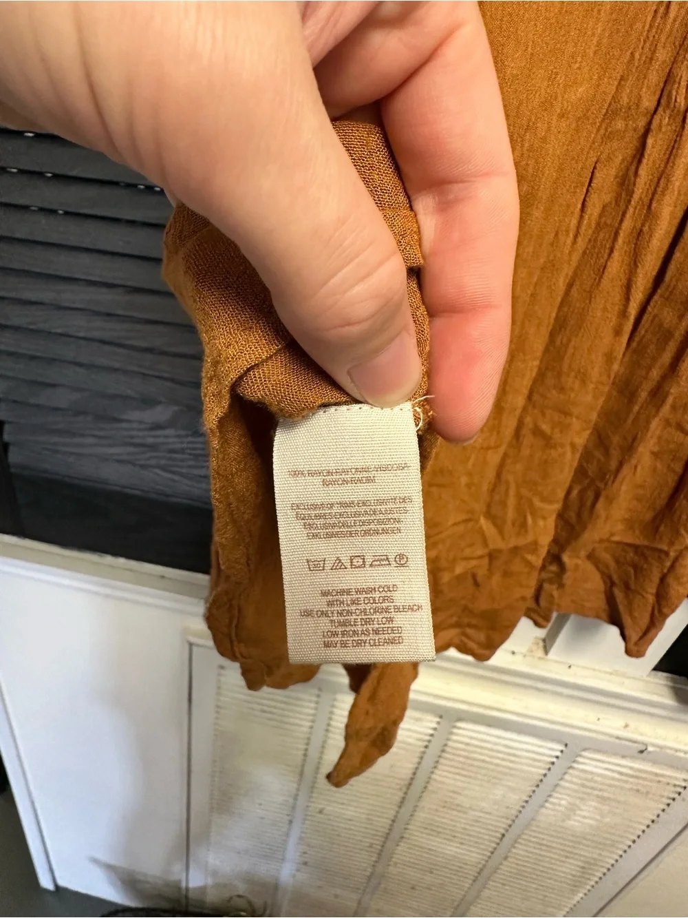 Free People Rust Button-Front Boho Peasant Blouse